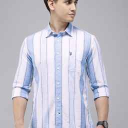 U.S. Polo Assn. Denim Co. Men Slim Fit Striped Pure Cotton Casual Shirt-image-38