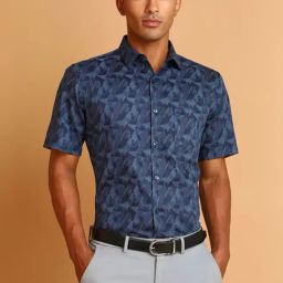 Allen Solly Navy Slim Fit Printed Shirt-image-42