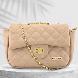 Fastrack MTO MTS Beige Quilted Medium Sling Handbag-16