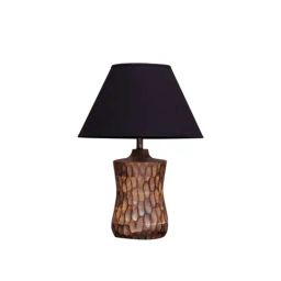 Kapoor Lamp Shades Brown & Black Wood Emmett Carved Table Lamp image 4