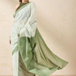 Taneira Green Printed Saree With Unstitched Blouse-picture-11