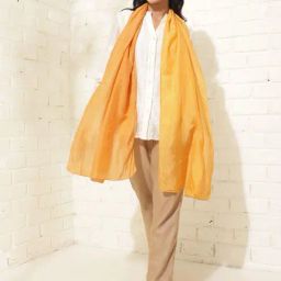 Fabindia Mustard Viscose Woven Stole-picture-22