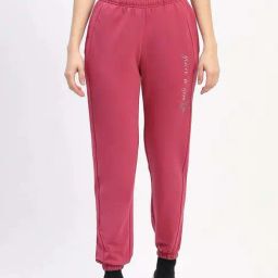 MADAME M Secret Dusty Pink Cotton Printed Track Pants-image-73