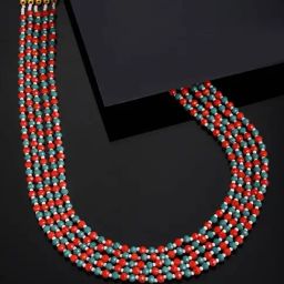 Panash Red & Green Gold Plated Necklace-7
