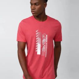 Reebok Red Slim Fit Printed Sports T-Shirt-image-27