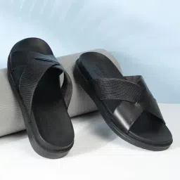 Teakwood Leathers Men's Black Cross Strap Sandals-picture-31