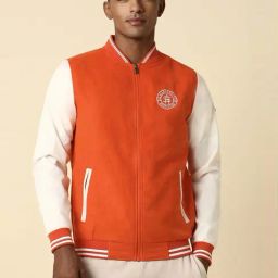 Allen Solly Orange Regular Fit Color Block Bomber Jacket-image-10