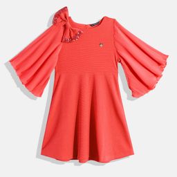 Allen Solly Junior Girls Embellished Flared Sleeve Fit & Flare Dress-picture-44