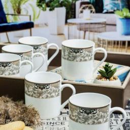 SONAKI White Bone China Tea & Coffee Mugs (200ml) - Set of 6-2