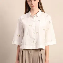 Vero Moda White Cotton Regular Fit Embroidered Shirt-picture-11