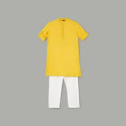 Melange by Lifestyle Boys Mustard Printed Kurta Set-picture-3