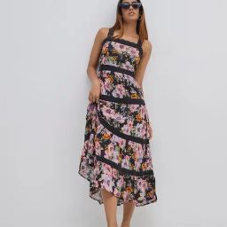 LOV by Westside Black Floral Printed Tiered Dress-image-98