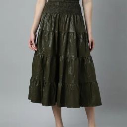 SHOWOFF Olive Midi Skirt-image-5