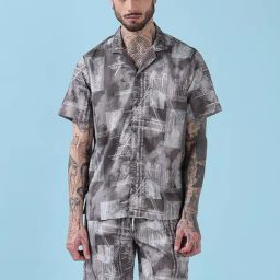 Showoff Olive Relaxed Fit Printed Co-Ord Set-image-63
