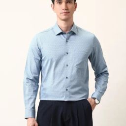 Arrow Blue Cotton Regular Fit Printed Shirt-picture-34