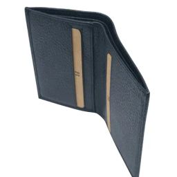 HIROSHI Navy Textured Leather Bi-Fold Wallet image 5