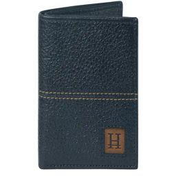 HIROSHI Navy Textured Leather Bi-Fold Wallet image 3