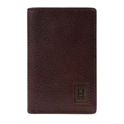 HIROSHI Brown Textured Leather Bi-Fold Wallet-18