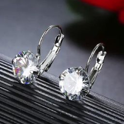 OOMPH Silver Tone Solitaire Cubic Zirconia Ear Office-Wear Fashion Stud Earrings for Women-25