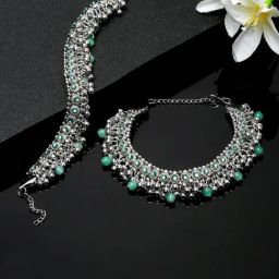 YouBella Gold-Plated Copper Strand Stylish Party Wear Anklets for Women - Set of 2-47