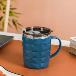 Nestasia Gloassy Blue Stainless Steel Double Insulated Spill Proof Travel Tea & Coffee Mug (400 ML)-image-98