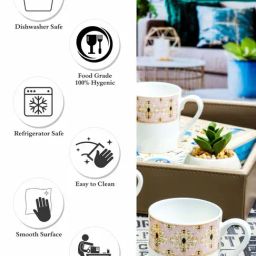 SONAKI White Bone China Tea & Coffee Mugs (120ml) - Set of 6 image 4