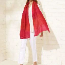Fabindia Red Silk Hand Block Printed Stole-image-61