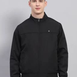 Monte Carlo Black Regular Fit Texture Reversible Jacket-image-46