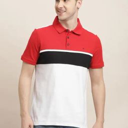 Turtle Red & White Knitted Slim Fit Printed Polo T-Shirt-33
