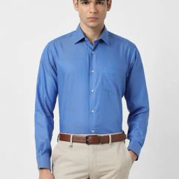 Van Heusen Blue Cotton Regular Fit Texture Shirt-image-95