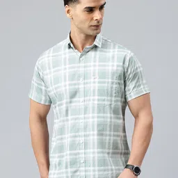 Majestic Man Men Classic Slim Fit Checked Pure Cotton Casual Shirt-image-42