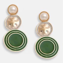 Sohi Gold Plated Party Designer Stone Dangler Earrings-15
