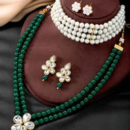 Peora Set Of 2 Gold-Plated Beaded Jewellery Sets-8