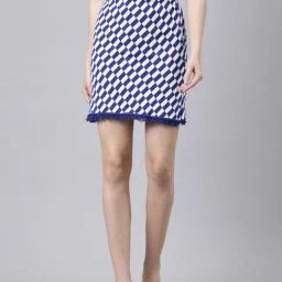 SHOWOFF Blue & White Checks Skirt-image-6