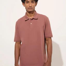WES Casuals by Westside Dusty Rose Relaxed-Fit Cotton Polo T-Shirt-image-66