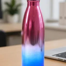 DeoDap Pink & Blue Single Stainless Steel Colourblocked Water Bottle-picture-2