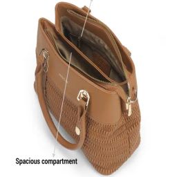 Mochi Tan Textured Medium Satchel image 5