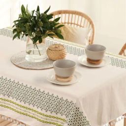 Urban Space Green Cotton 200 GSM 4 Seater Square Dining Table Cover-12