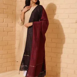 Fabindia Black Silk Woven Dupatta-image-45