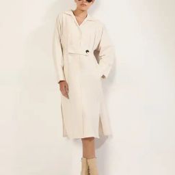 Vero Moda Off White Cotton Regular Fit Shirt Dress-image-99