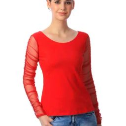 Cation Red Regular Fit Top-image-10