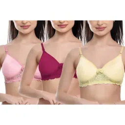 FIMS: Fashion is my Style Purple & Beige Lace Work Everyday Bras - Pack Of 3-picture-29