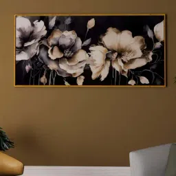 Art Street Gold & Black Magnolia Flower Large Panel Wall Art Print-picture-22