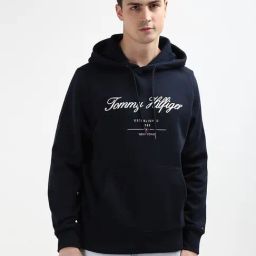 Tommy Hilfiger Navy Cotton Regular Fit Logo Printed Pullover-image-51