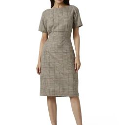 Van Heusen Grey Chequered Dress-image-54