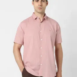 Van Heusen Pink Cotton Slim Fit Texture Shirt-picture-1