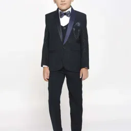 Kids Island Boys Blue & White Solid Full Sleeves Suit Set-image-76