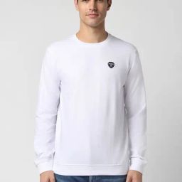 Peter England University White Slim Fit Sweatshirt-image-7