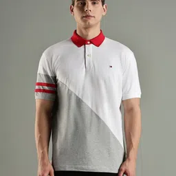 Tommy Hilfiger Colourblocked Short Sleeves Polo Collar Cotton Regular Fit Casual T-shirt-image-4