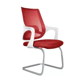 Rose Mono Visitor Chair with Metal Stand Mid Back White & Red India-image-81